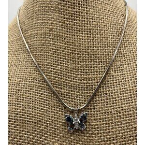 Silver Butterfly Pendant Necklace With Mystic Topaz & Silver Italian Chain